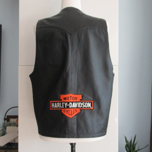 Scully Leather Harley Davidson Patch Men Vest X Large Pockets Fully Lined Black - Picture 1 of 15